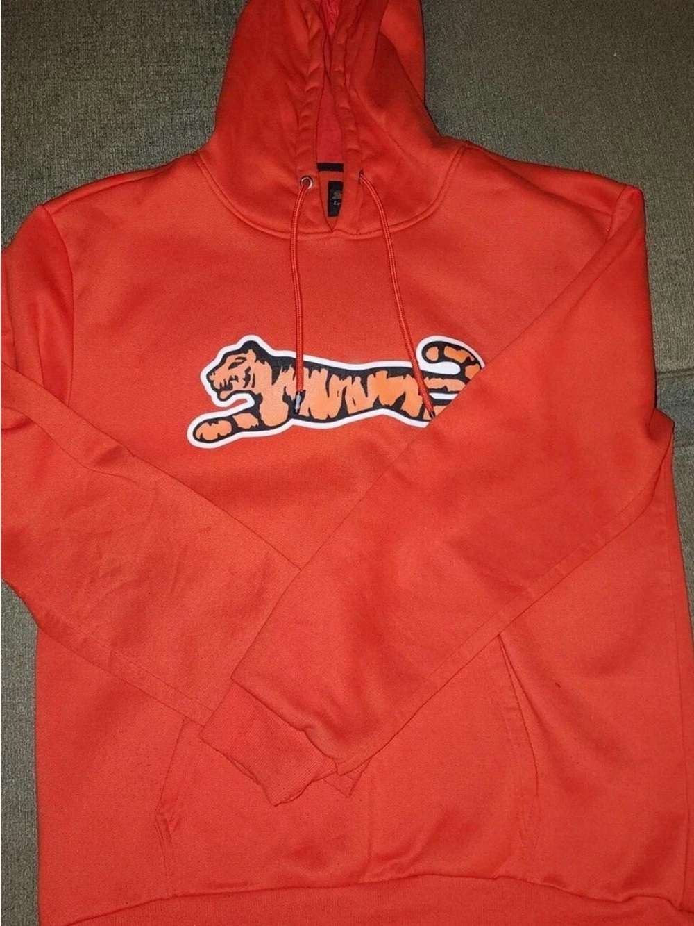 Le Tigre Red Pullover Hoodie with Tiger Patch